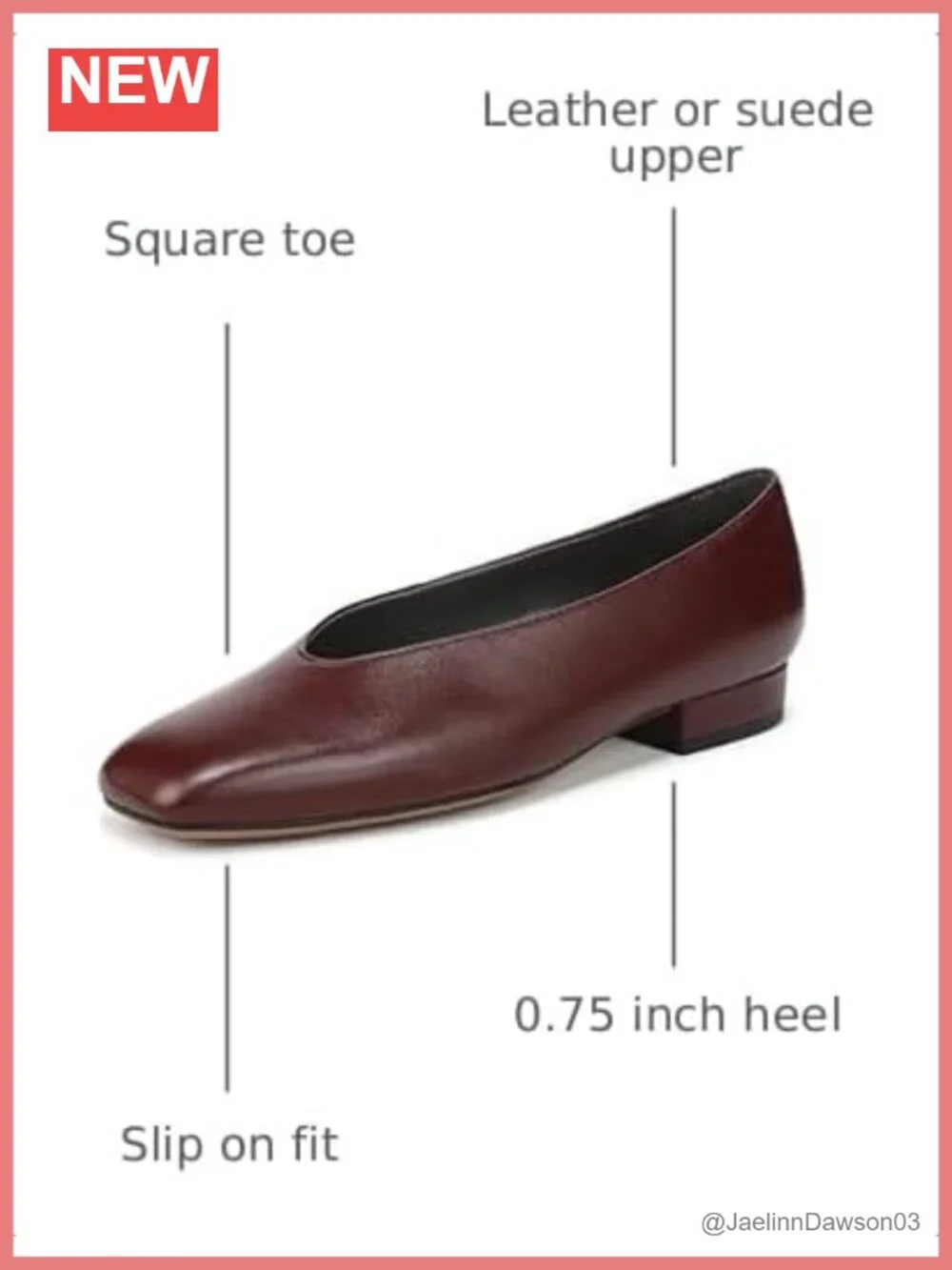 Leather Slip-On Square Toe Ballet Flats